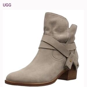 UGG Elora Ankle Boots In Sahara Boho Bootie Suede Leather Tan Size 7